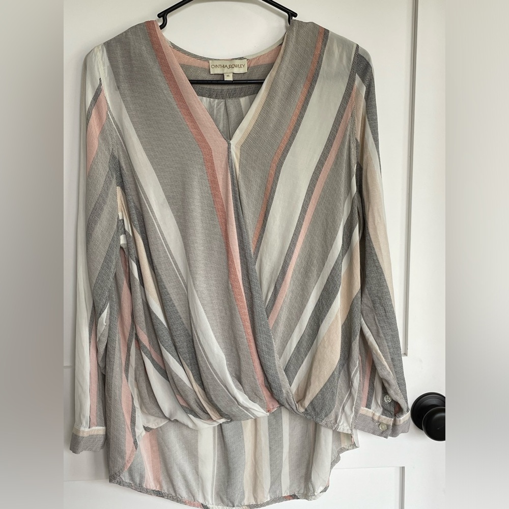 Cynthia Rowley Faux Wrap Blouse Size XL